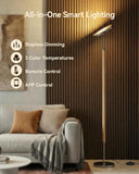 Wood Torchiere Floor Lamp, Super Bright Stepless Dimmable LED Uplight Standing Lamp with Remote Adjustable Color