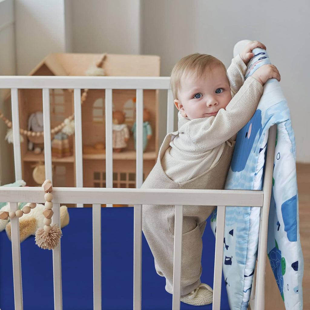 4 Pieces Baby Crib Bedding Set, Standard Nursery Size Soft, Whale