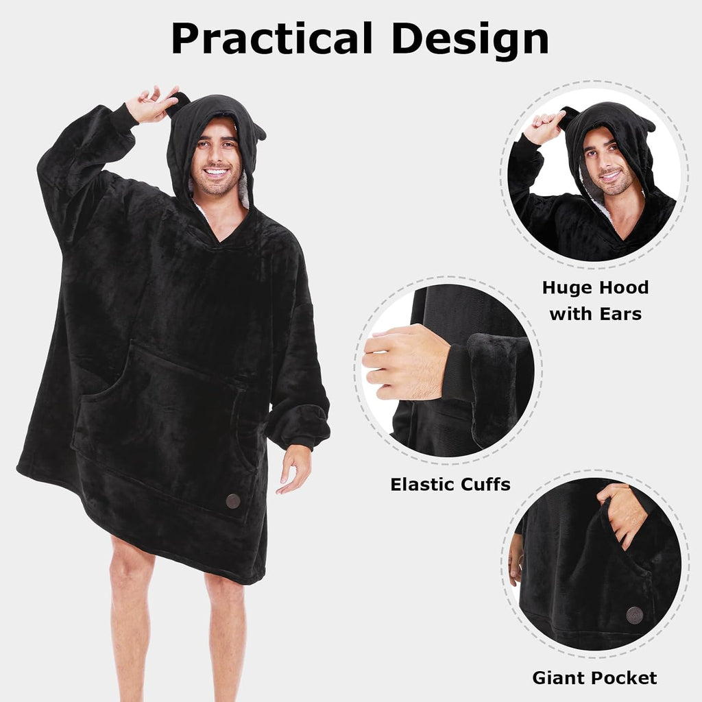 Wearable Blanket Hoodie, Oversized Sherpa Sweatshirt Blanket for Adults Women Men, Warm Cozy Hooded Blanket, Gifts