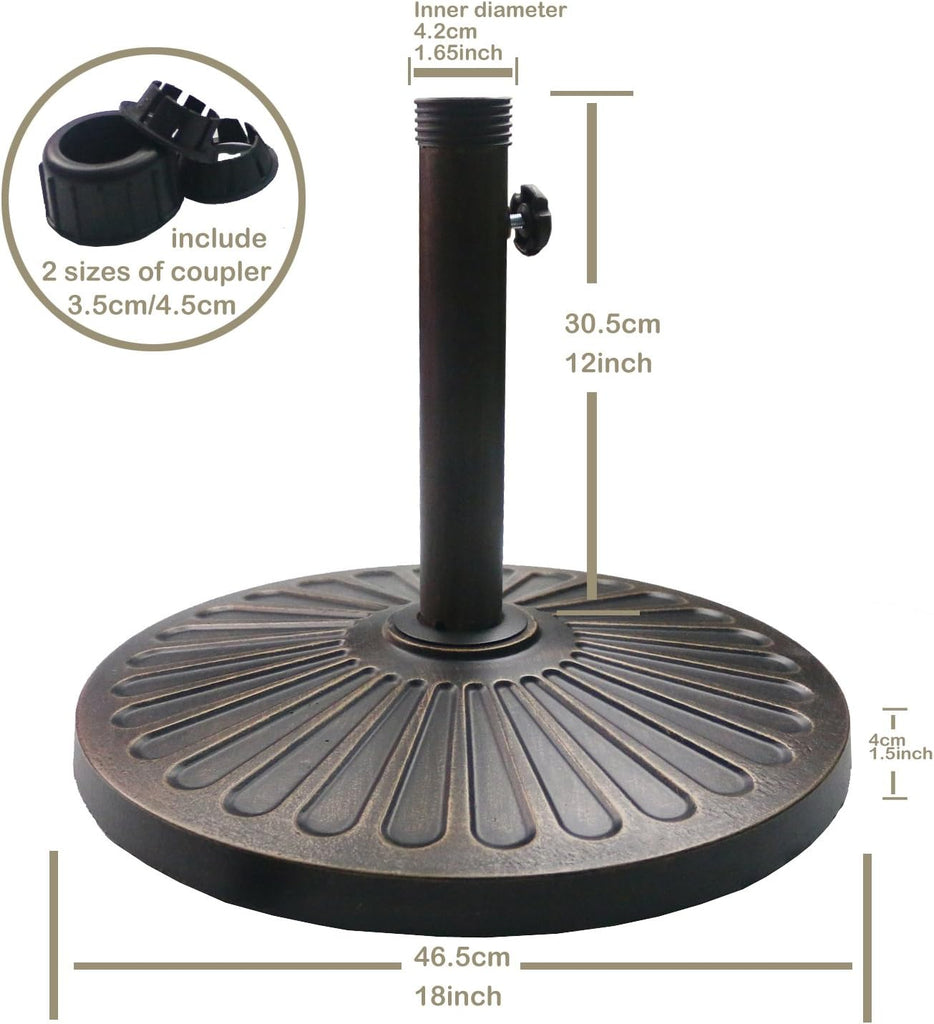 18" 30.2-lbs Heavy Duty Round Antiqued Umbrella Base - Bronze