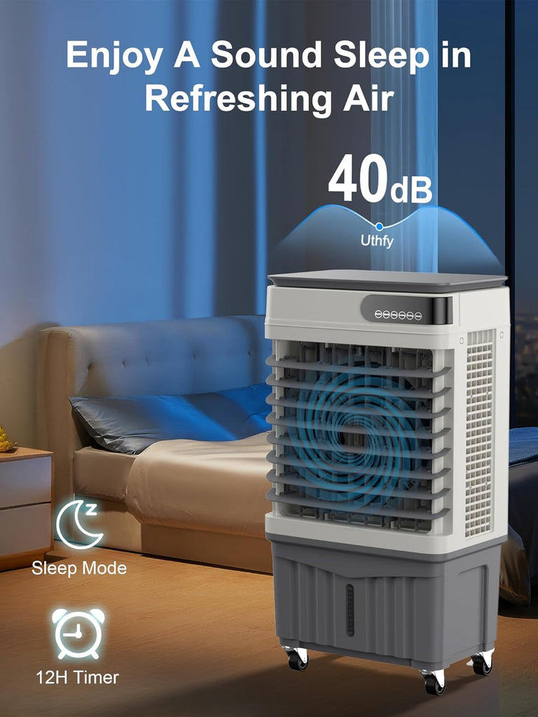 Swamp Cooler, 36 Inch Evaporative Air Cooler with 8 Gal Water Tank, 2500 CFM, 120° Oscillation, 3 Modes & 3 Speeds