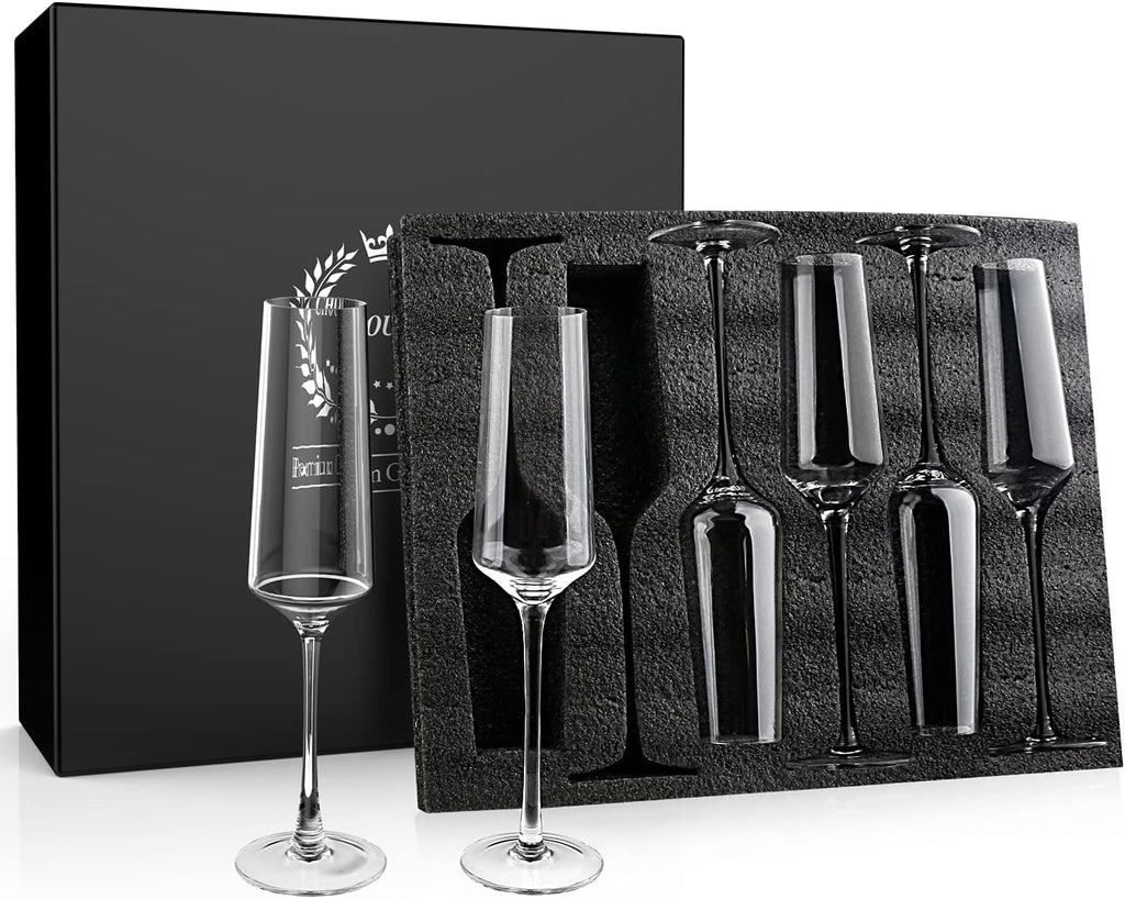 Champagne Flutes Set of 6 Hand Blown Crystal Champagne Glasses Hand Crafted by Artisans Premium Crystal Gift for
