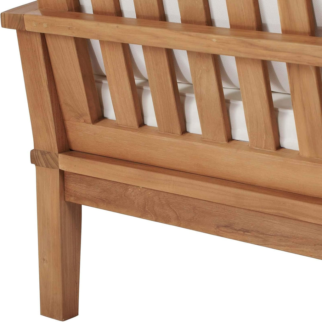 Marina Outdoor Patio Teak Sofa in Natural White