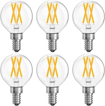6 Pack E12 Dimmable G16.5 6W LED Candelabra Globe Light Bulbs 3000K