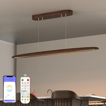 44" Wood Linear Pendant Light, 30W LED Dimmable Island Lights