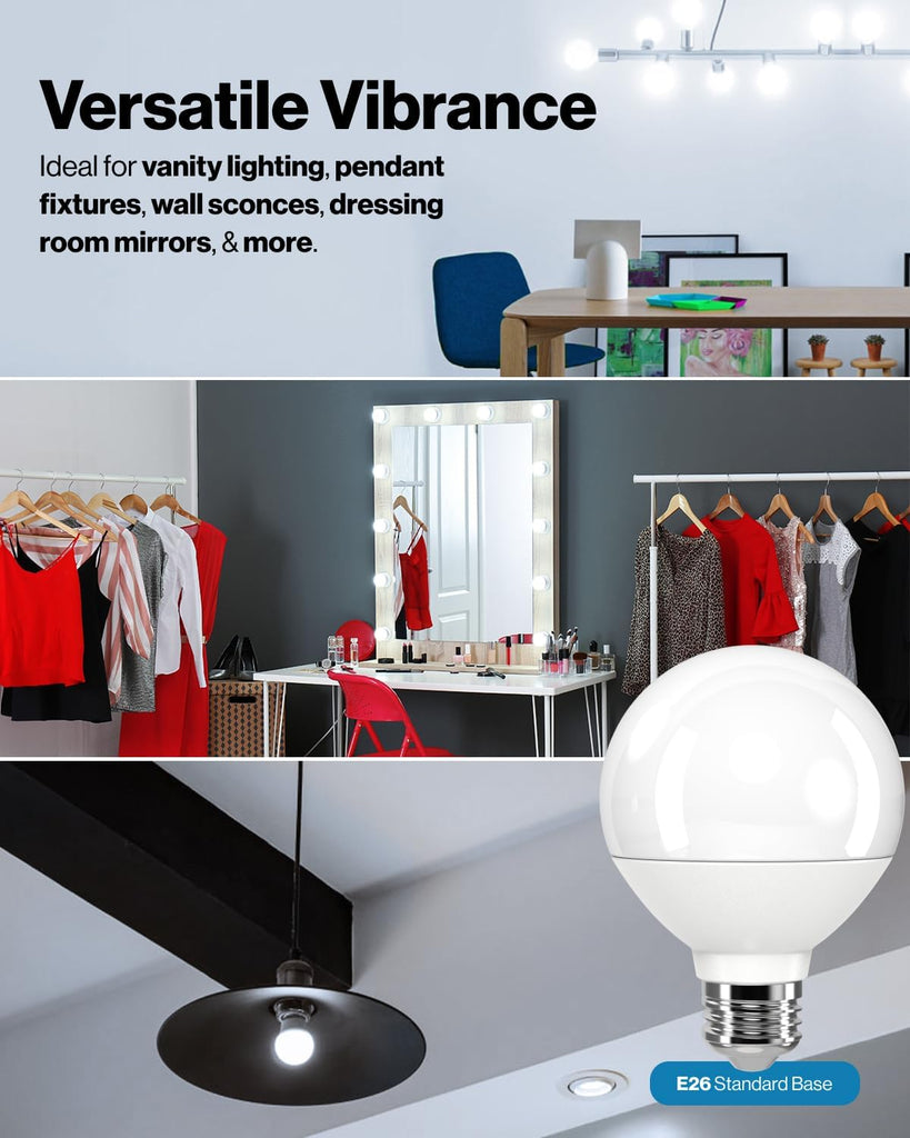 G25 LED Light Bulbs, Globe Vanity Lights for Bathroom High Output, 1000 LM, 11W (100W Equivalent), 5000K Daylight (4 Pack)