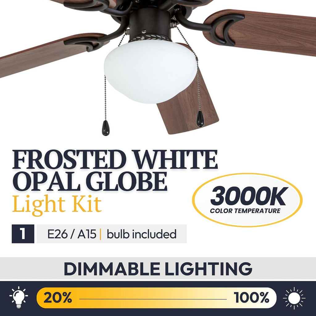 Alvina Traditional 42 Inch Ceiling Fan with Light, LED Flush Mount Ceiling Fan, Indoor Fan with 5 Blades