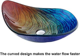 Vessel Sink, 21.6" Bathroom Sink Multicolor Irregular Teardrop Glass Bowl Sinks for Countertop Washbasin