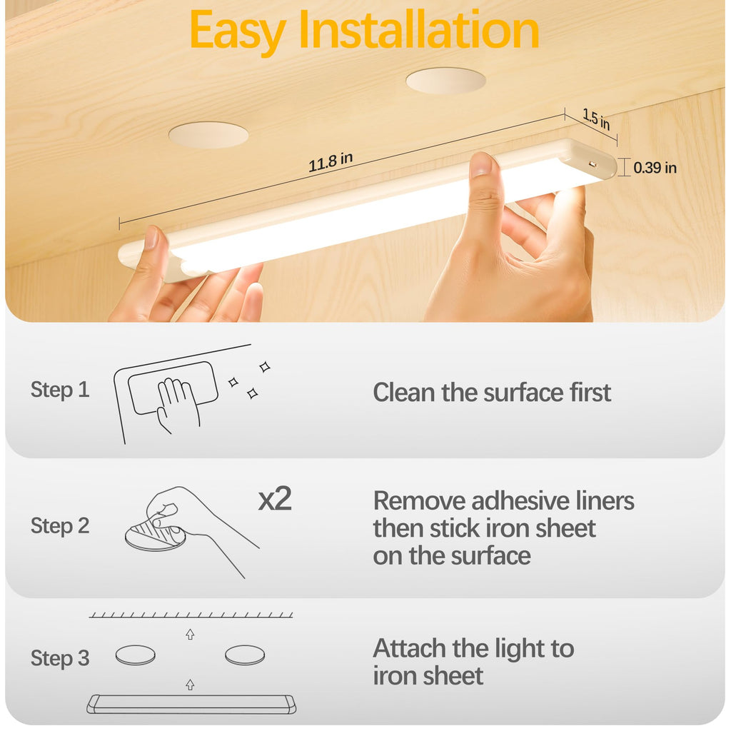 11.8 inch Motion Sensor Under Cabinet Light, 5-Pack, Warm White