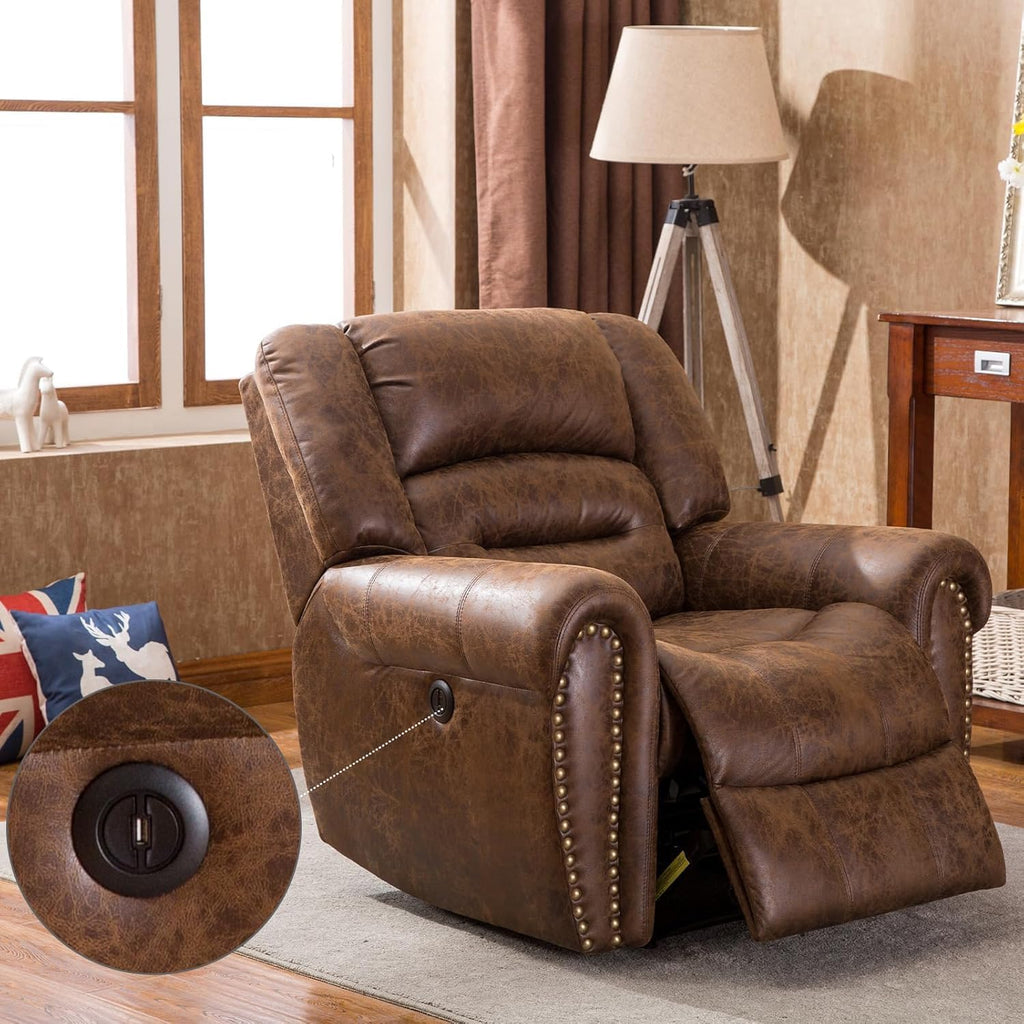 Power Recliner Chair,Faux Leather Electric Recliner Chair with Padded Arms and Adjustable Backrest,Single Sofa with