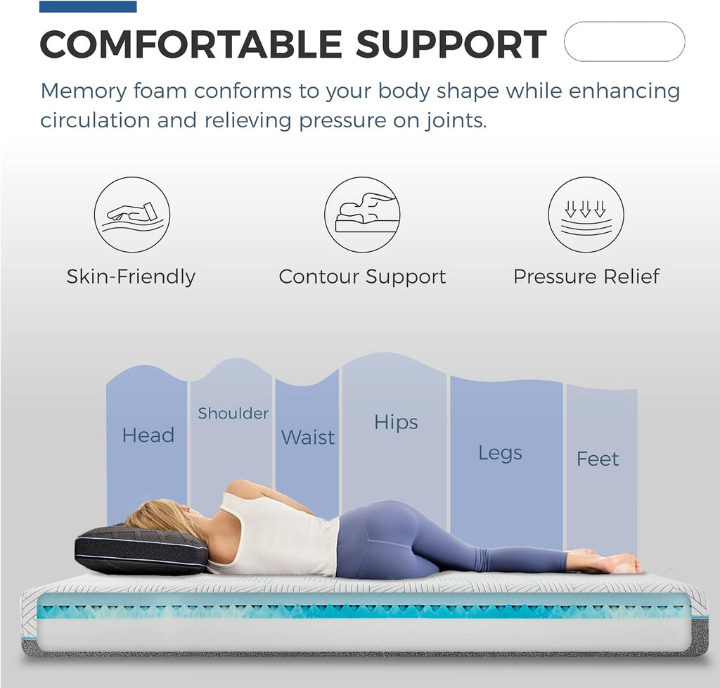 Medium Queen Mattress 12 Inch Memory Foam Mattress Queen Size Bed in a Box for Back Pain Relief and Cool Sleep with