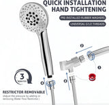High Pressure Shower Head with Powerful Shower Spray & 59'' Stainless Steel Hose, 5 Spray Modes
