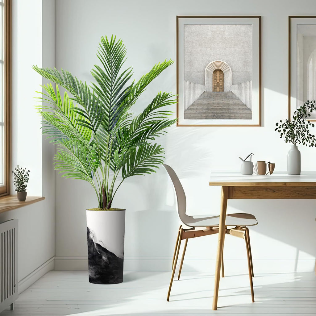 Artificial Tree in Contemporary Planter, Fake Areca Tropical Palm Silk Tree for Indoor and Outdoor Home Decoration