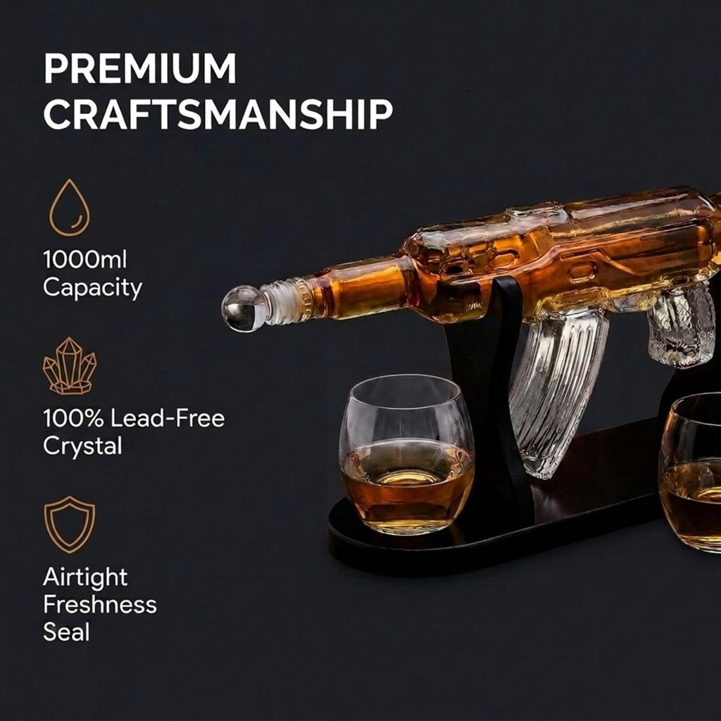 Gifts for Dad, Whiskey Gifts for Men, Whiskey Decanter Rifle with 2 Whiskey Glasses, Whiskey Decanter Set for Liquor