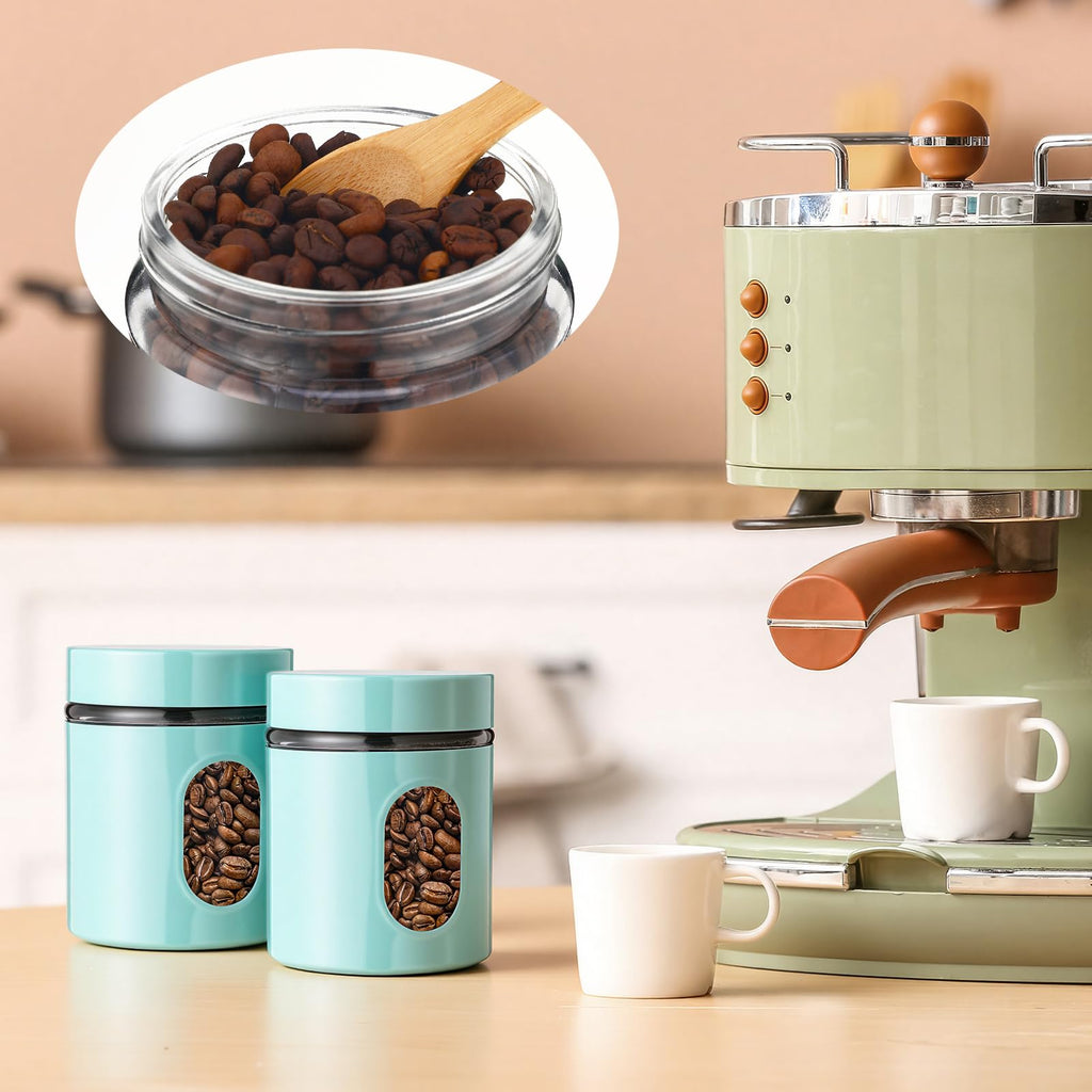 3 Pcs Stainless Steel Canister Set with Glass Windows Visible Storage Jars Silver Kitchen Canister Set for Pasta