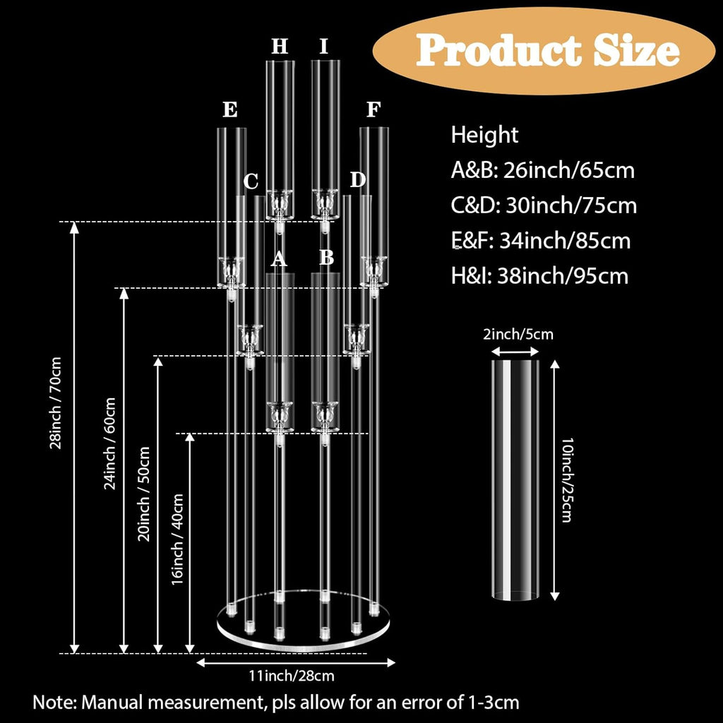 8 Arms Acrylic Candelabra Centerpieces for Tables Decortion,Clear Candle Holdercor,Candlesticks Holder with Lampshade