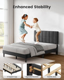 Queen Bed Frame with 12 Thickened Legs&Fabric Upholstered Headboard,1300 lbs Strong Weight Capacity