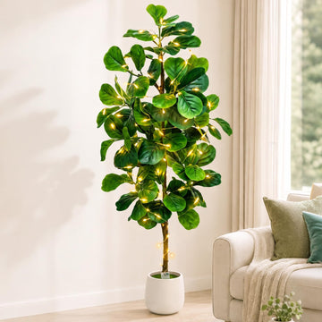 6Ft Artificial Fiddle Leaf Fig Tree Tall Fake Plants Indoor Faux Trees