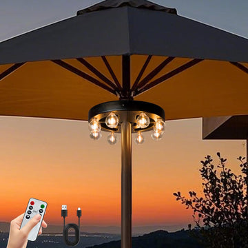 Umbrella Lights Outdoor Patio, Rechargeable Cordless with Dimmer &Timer