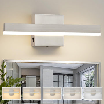 Nickel Bathroom Vanity Light Fixture 15.7'' 20W Dimmable 5CCT LED Hardwired | Bathroom Light Fixture Over Mirror