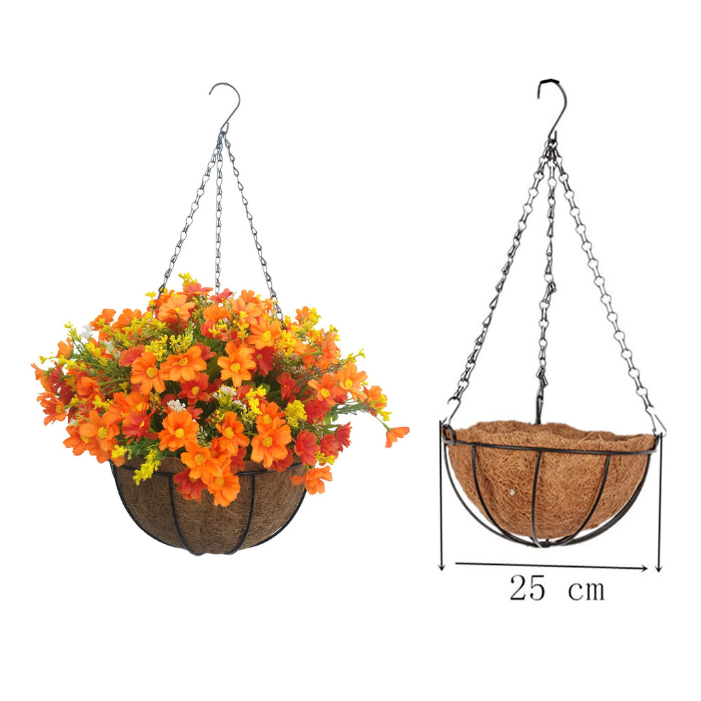 Hanging Basket Artificial Daisy Flower Decor Outdoors 10 inch