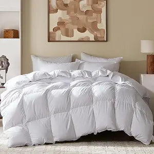 King Goose Feather Down Fiber Comforter - Ultra Soft All-Season Down Duvet Insert Fluffy Baffle Box Design with 8