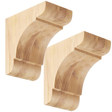 2 Pcs Wood Corbels, 5.5'' D X 5.5'' H X 3.5" W, Cedar Wood