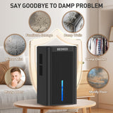 Dehumidifier, 95OZ Dehumidifier for Home 1000 Sq.Ft - Quiet with Auto Shut Off & Relaxing 7 Color Ambient Light