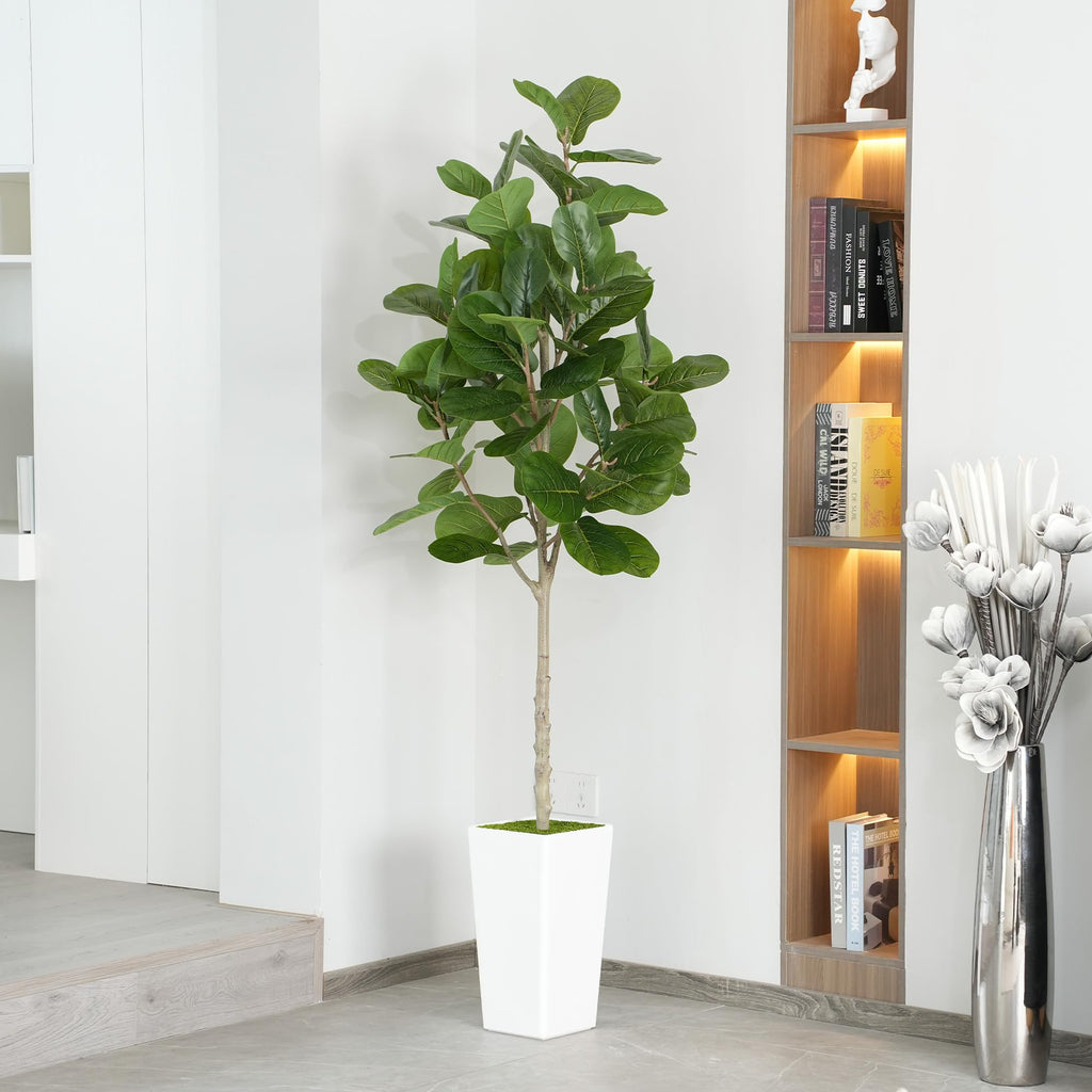 Artificial Fiddle Leaf Fig Tree 6ft - Realistic Tall Fake Plants Home Living Room Bedroom Decor Indoor Outdoor