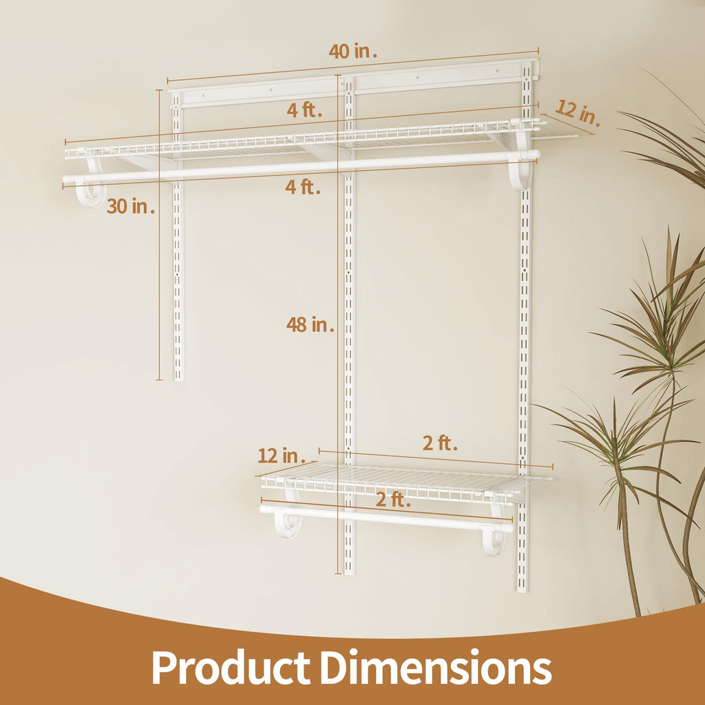 2-4 Ft. White Custom Insert Wire Closet Organizer System Kit
