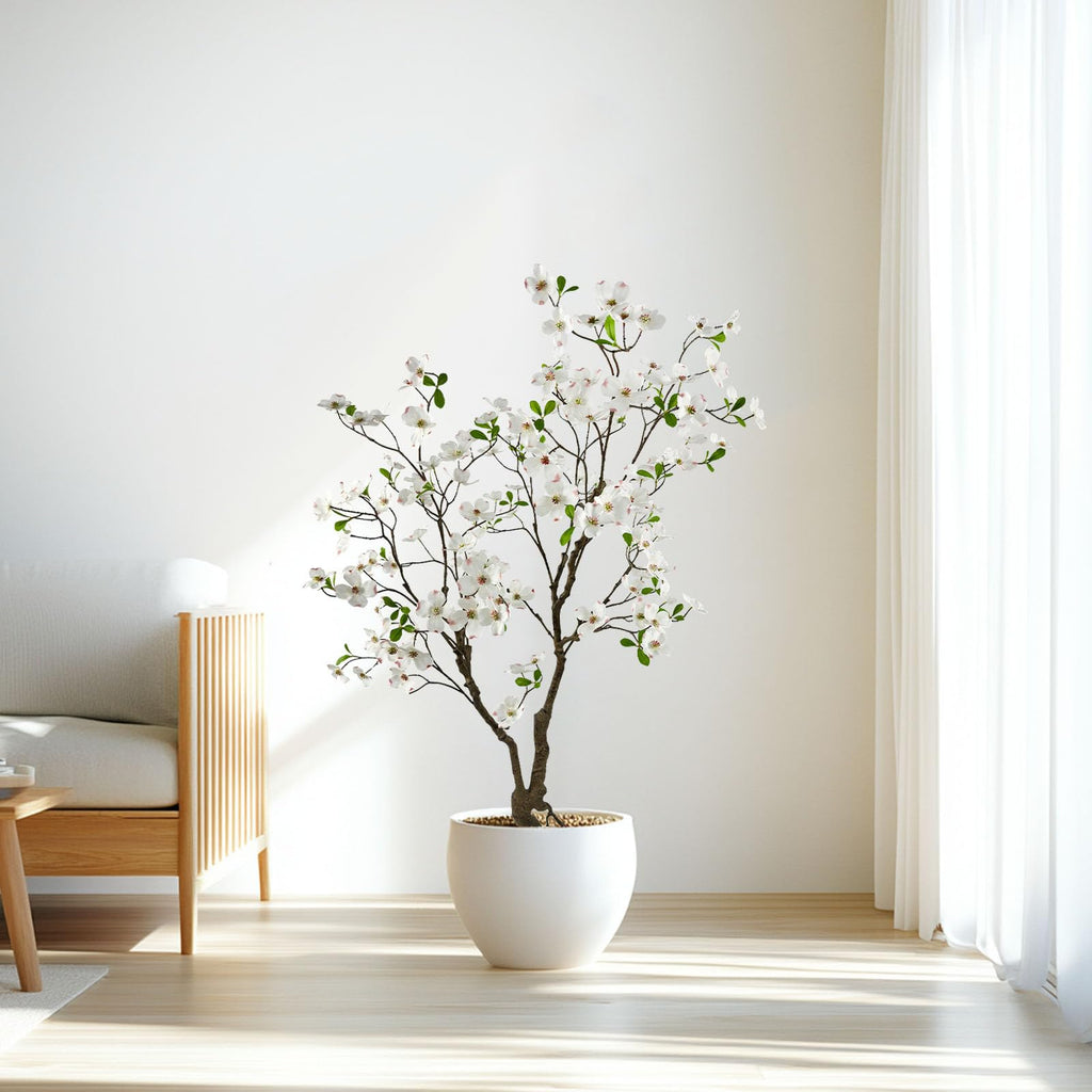 5ft Artificial White Dogwood Potted Flowering Tree