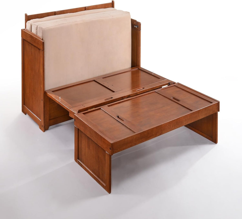 Cube Pre-Assembled Cabinet Murphy Bed Twin XL w/Mattress, Cherry