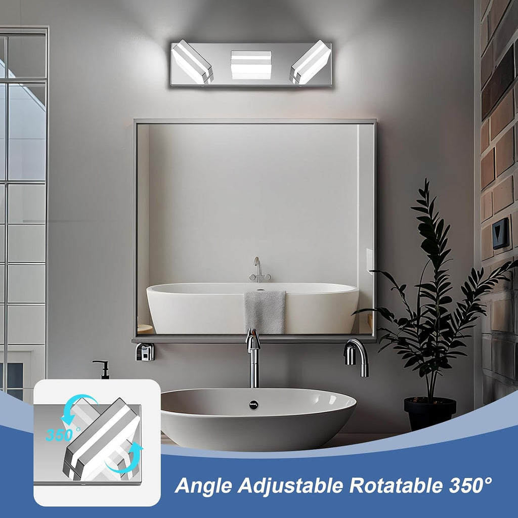 Modern LED Stainless Steel Chrome Acrylic Bathroom Lights Fixtures 3-Light | Wall Lighting,Vanity Lights Over Mirror