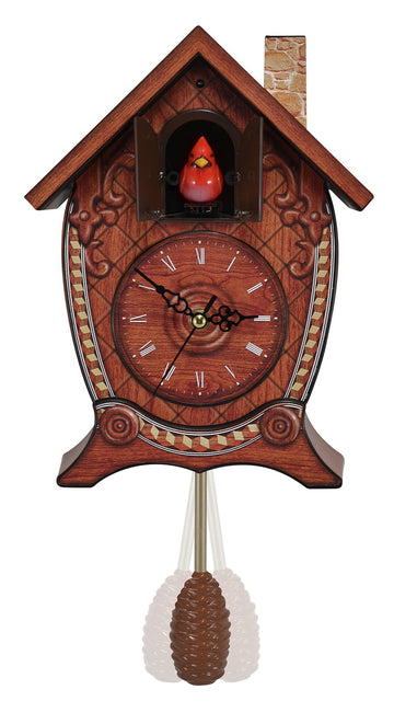 Traditional Chalet Style Singing Cardinal Tabletop Cuckoo Clock
