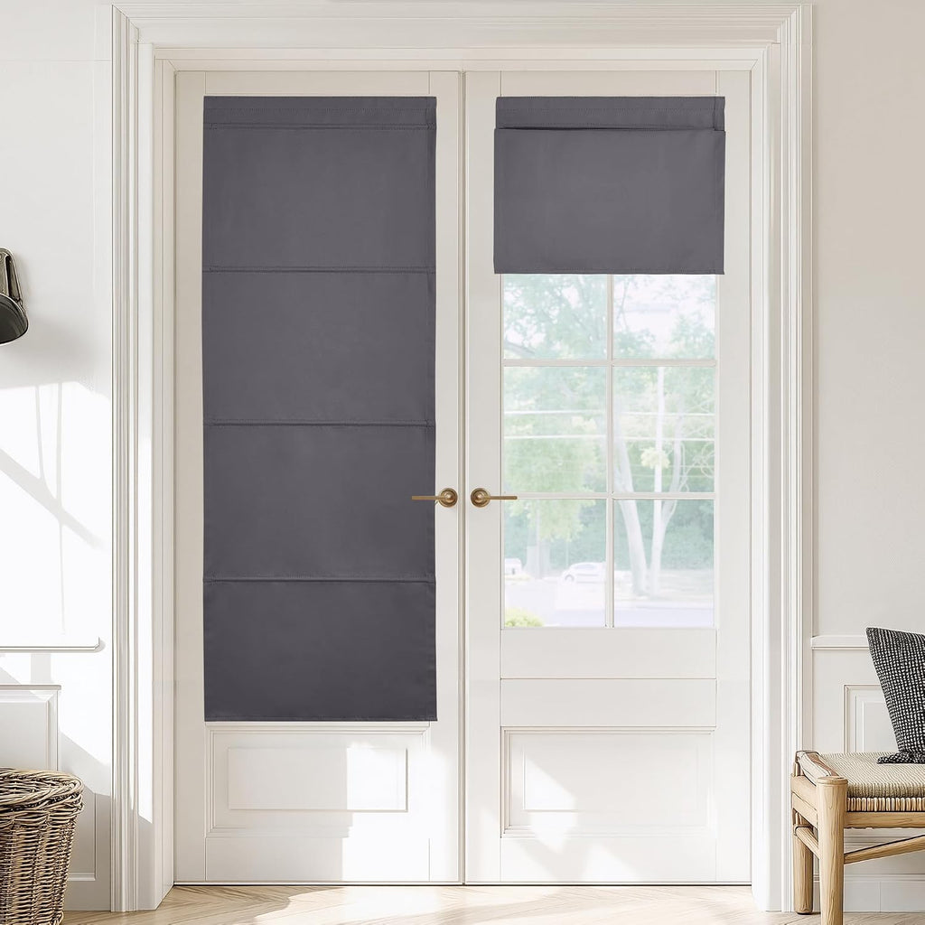 Biscotti Beige No Drill Magnetic Door Roman Curtain for Window