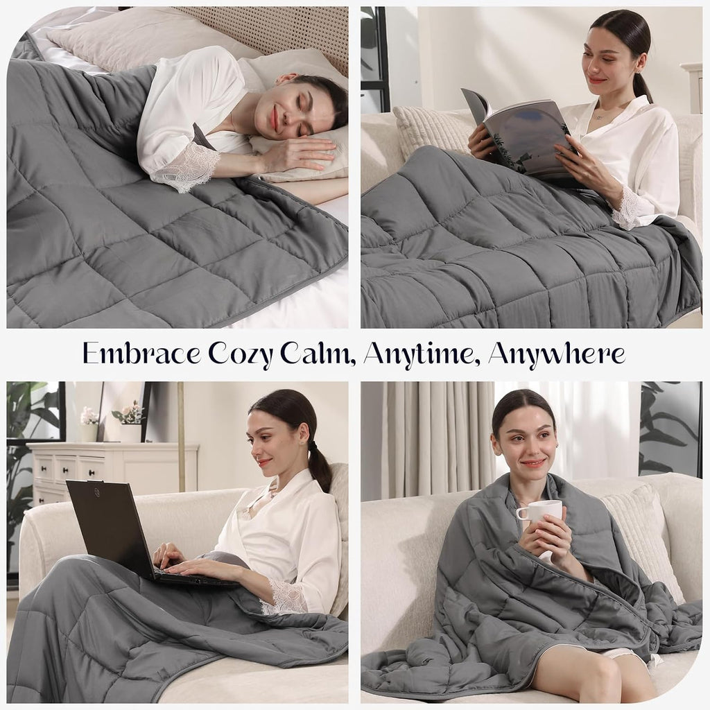 Weighted Blanket 20lbs (60"x80",Grey) Full Size Soft Cooling Heavy Blanket for Sleeping, Breathable All Season