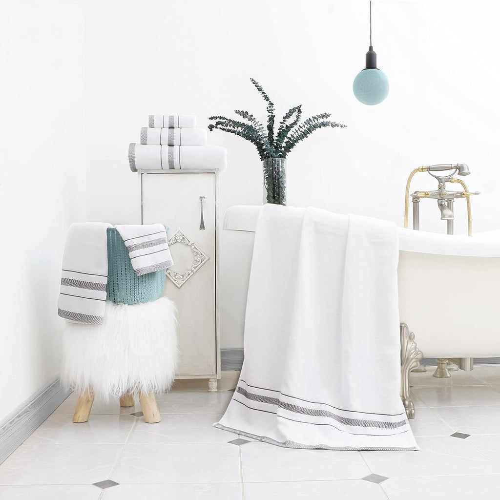 Bath Towels Set - Luxury 6-Piece Cotton Towels, Soft Absorbent & Quick Dry, 600 GSM Bath Towels Spa Quality