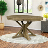 Extendable Round Dining Table for 4-8, Farmhouse 42"-54'' Expandable Kitchen Table with Removable Leaf and Pedestal
