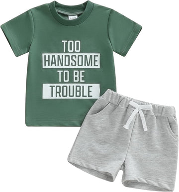 Toddler Baby Boy Summer Clothes Sets Tops Elastic Shorts Outfits