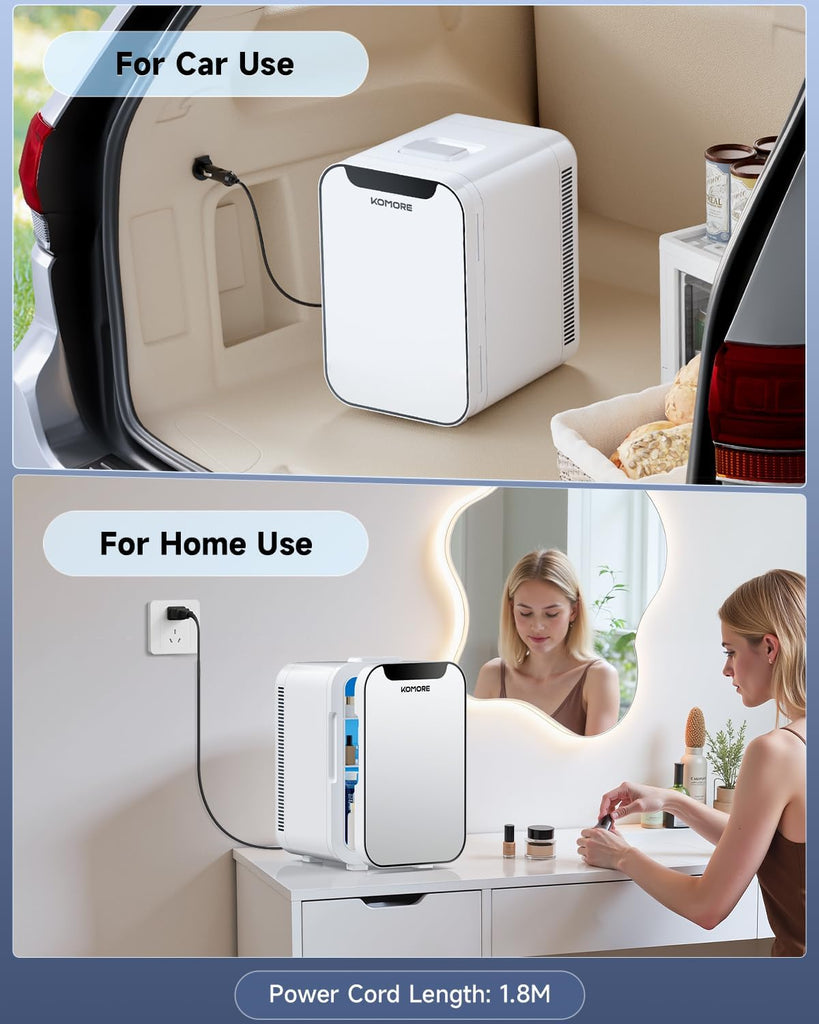 Small Mini Fridge, 18L Portable Tiny Fridge for Skincare, 120V/12V Makeup Refrigerator Mini, Thermoelectric Cooler &