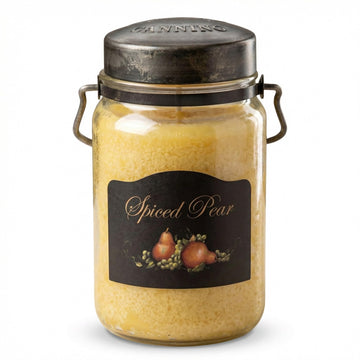 Spiced Pear | 26 oz Scented Candle | USA-Poured | Vintage Rustic Jar with Carrying Handle | Cozy Fall-Inspired