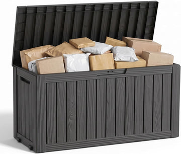 85 Gallon Package Delivery Boxes Secure Large Parcel Drop Storage Deck Box Outdoor Waterproof UV Resistant Resin