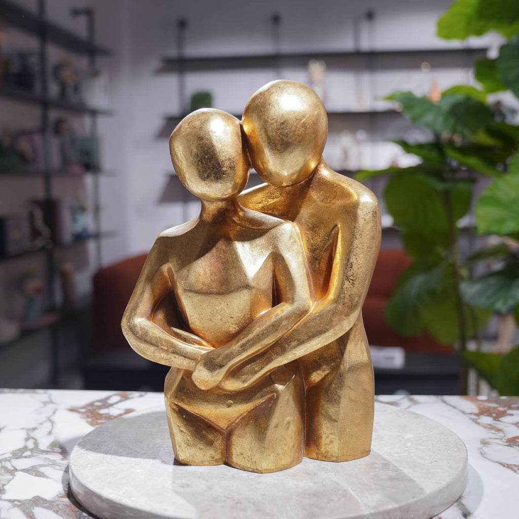Hugging Couple Sculptures Gold Home Décor