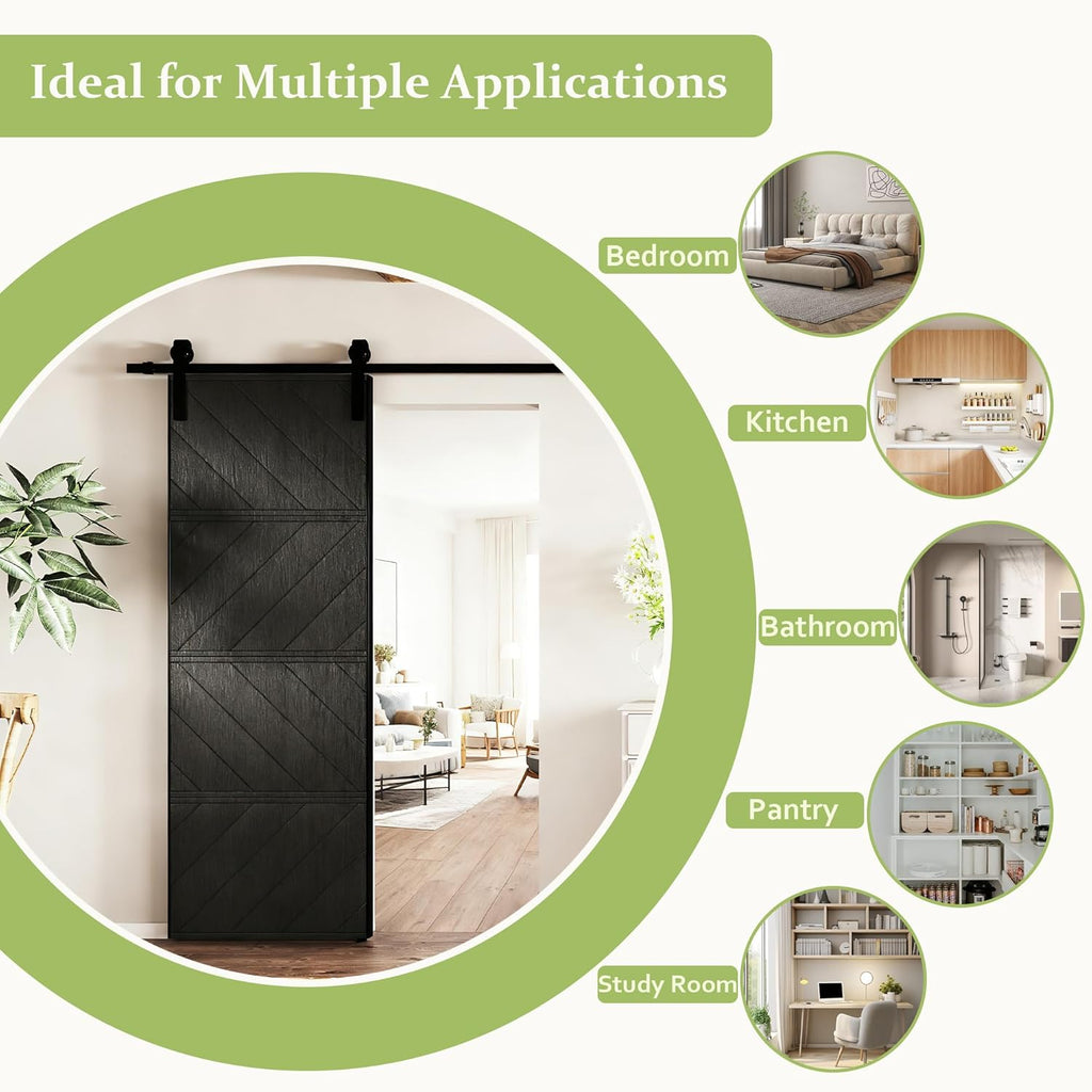 30in X 84in Sliding Barn Door, MDF, with Waterproof Surface, DIY Assemble, Pre-drilled Barn Door Sla