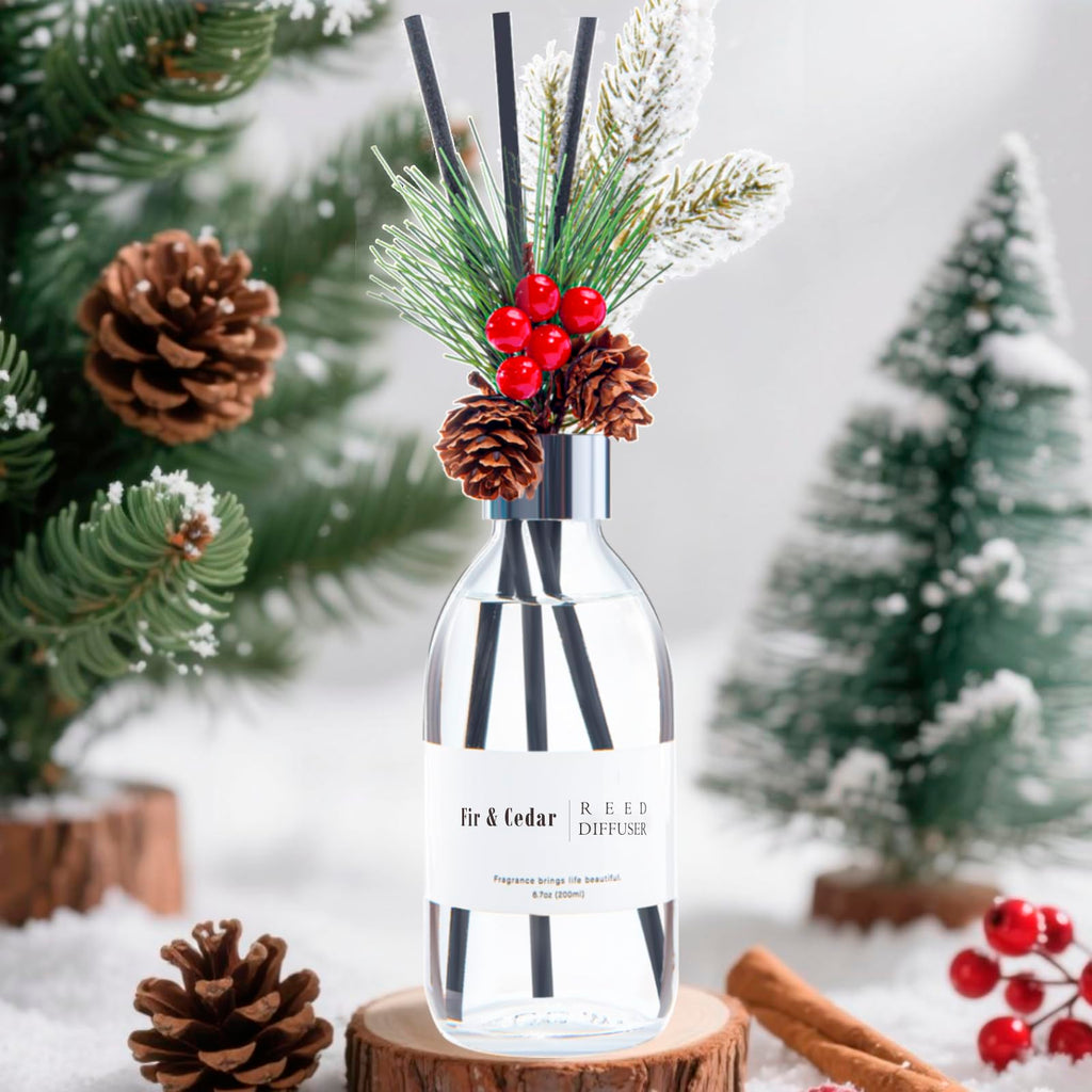 Reed Diffuser Set, 6.7 oz Cedar Scented Diffuser with Sticks, Home Fragrance Reed Diffuser Shelf Decor