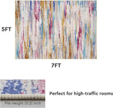 5x7 Area Rugs for Living Room, Colorful Modern Abstract Area Rug, Washable Kids Rugs for Playroom