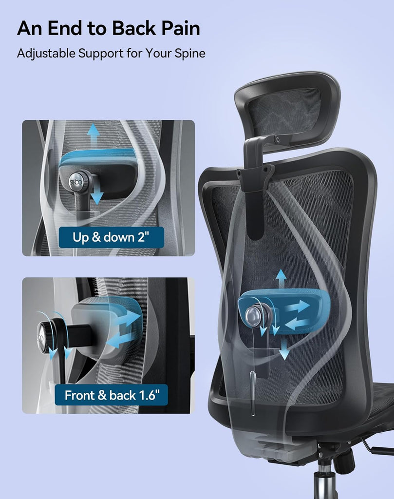 M57 Ergonomic Mesh, High Back Home Desk Chair with 3D Armrests, Lumbar Support and Adjustable Headrest, Comfortable