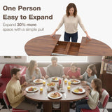 43.3'' - 59'' Extendable Round Dining Table for 4 - 8, Modern Wood Oval Kitchen Table with Storage Shelf
