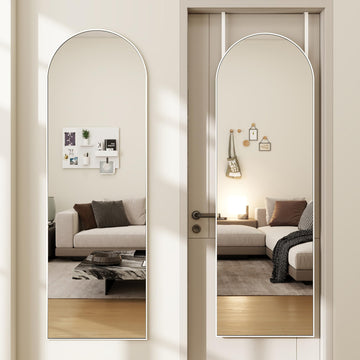 48"x 14" Arched Full Length Door Mirror, Full Body Mirror, White