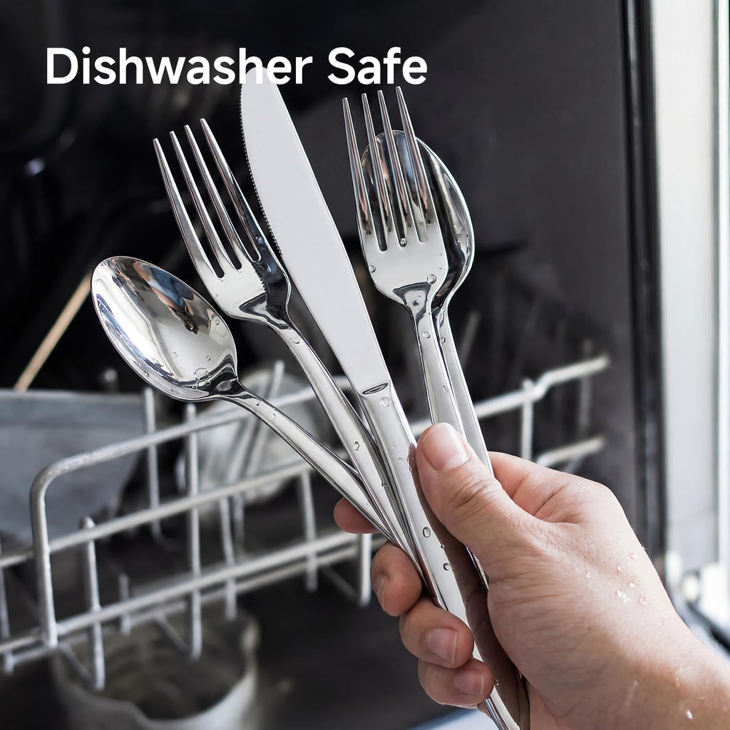 Silverware Set, Premium Stainless Steel Flatware Set (Silver, 10-Piece)